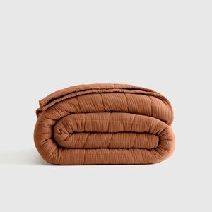 NWOT QUINCE Organic Airy Gauze Box Quilt Full/Queen Terracotta 6695